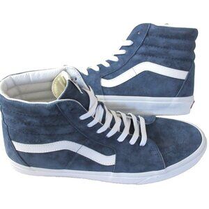 Vans Women's Sk8-Hi Pig Suede Vintage Indigo Blue White Skate shoes Size 8.5 NIB